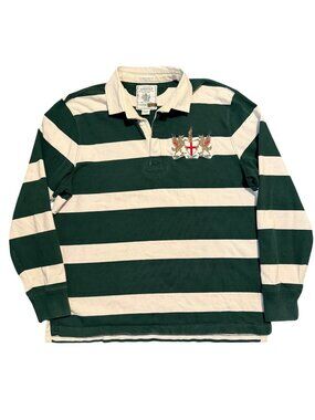 Rugby by Ralph Lauren Men's Striped Rugby Jersey Green/White Sz Xl 100% Cotton